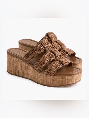 NEW J. Crew Factory Fisherman Flat-Form Wedges slides cedar wood size 7.5 CI969
